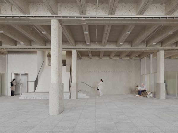 A new entrance for the Paris archeological crypt. © O.Campagne